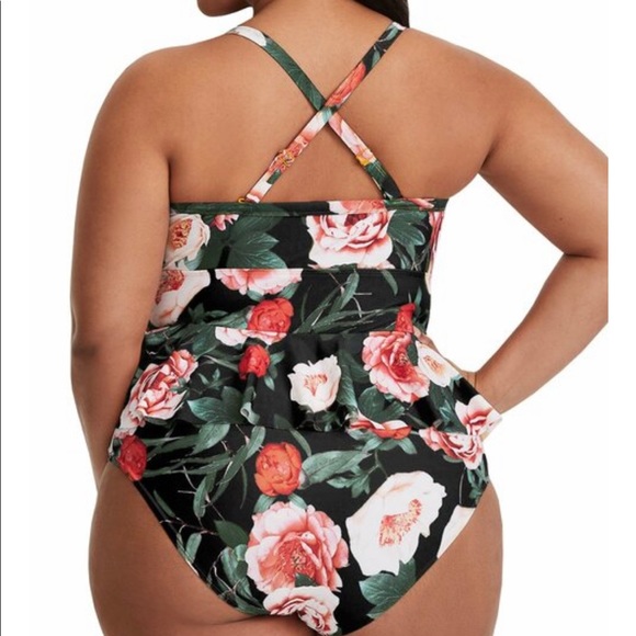 Tutorutor Retro Floral Women’s Plus Size Swimwear Peplum Tankini XXL - Picture 2 of 6